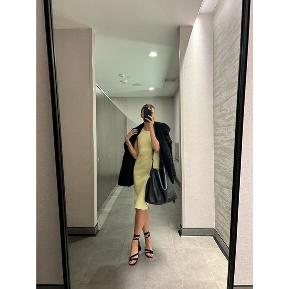 JASON WU Women's Light Yellow Ribbed Knit Sleeveless Form-Fitting Dress Size XS - Picture 14 of 16